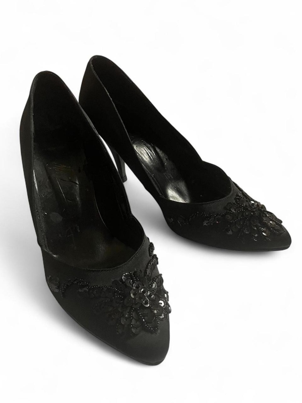 Whimisgoth Glam Black Sequins High Heel Pumps • SIZE - 7.5 •Vintage Marie Leon